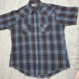 Vintage MensXL Western‎ Frontier short sleeve Pearl snap cowboy shirt